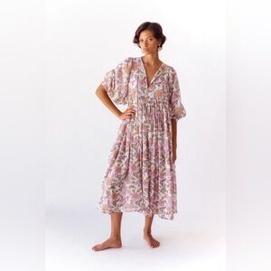 Daughters of India Kyra Midi Dress - Fuschia Bloom - Size XL